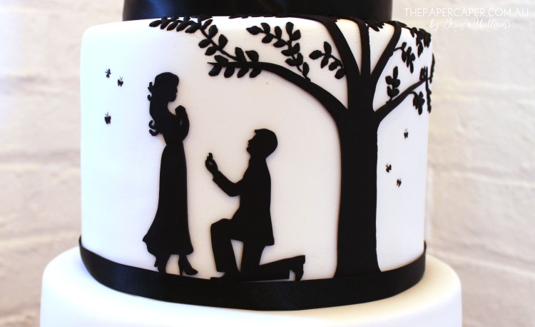 Silhouette wedding cake for Christie & Nathan. Details @ www.thepapercaper.com.au