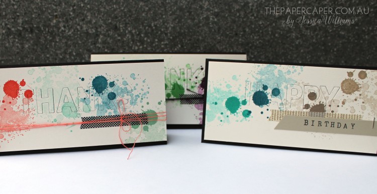 Gorgeous grunge splatter card for CASEing the Catty. Details @ www.thepapercaper.com.au