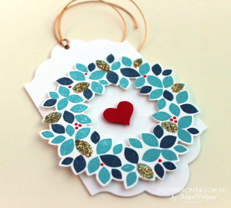 Wondrous Wreath gift tag I #GDP004 I Stampin' Up! I www.thepapercaper.com.au by Jessica Williams