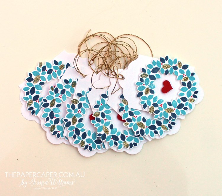 Wondrous Wreath gift tag I #GDP004 I Stampin' Up! I www.thepapercaper.com.au by Jessica Williams